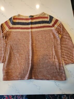 Ralph Lauren Striped Scoopneck Sweater in Cream, Red & Blue